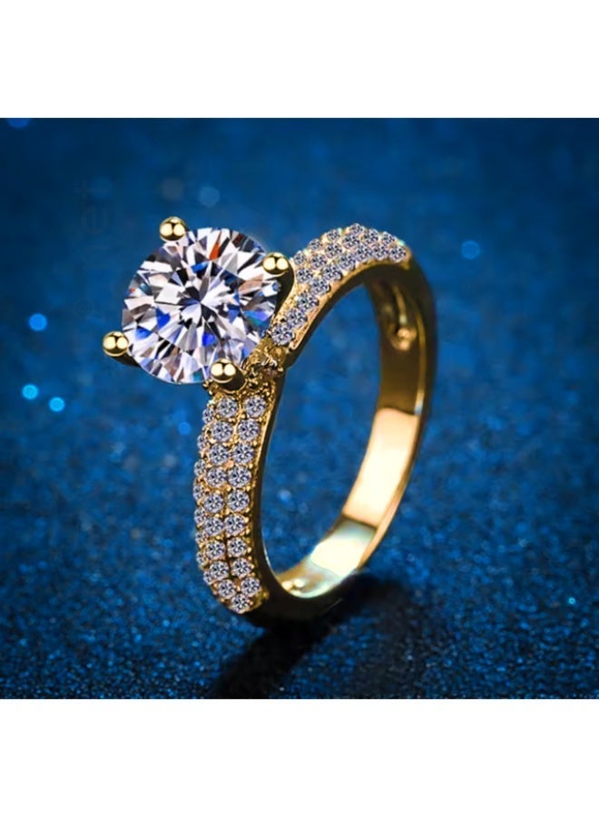 Promise ring, a solitaire-style commitment ring – a marriage promise – featuring a royal cubic zirconia stone design that combines the fluidity of flowers with the elegance of geometric details. - Image 2